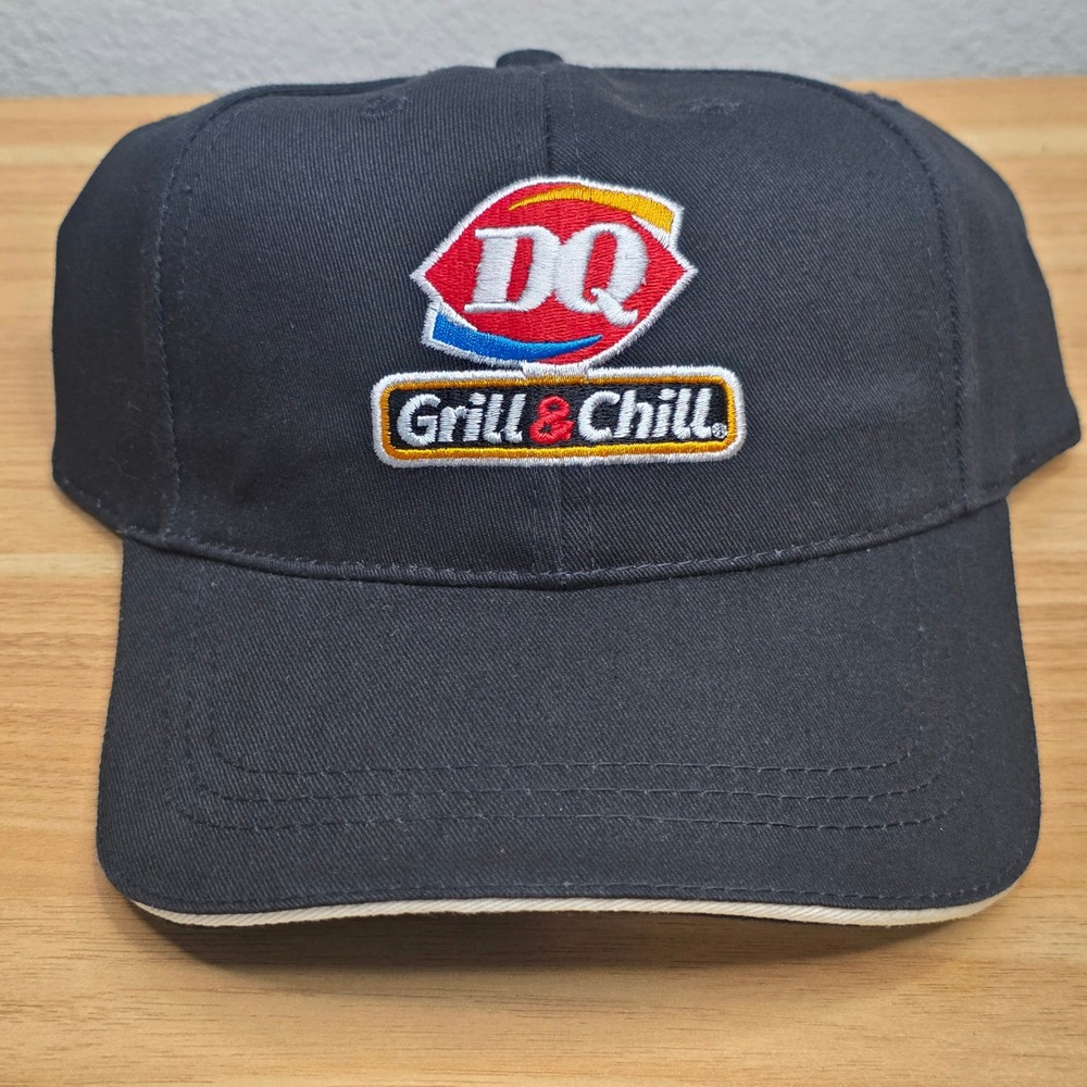 Dairy Queen DQ Grill & Chill Hat OSFM Adjustable Velcro Black Embroidered Logo